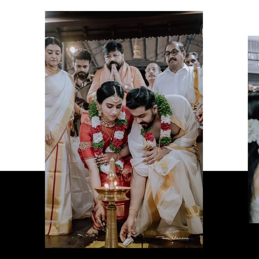 Temple wedding in traditional attire